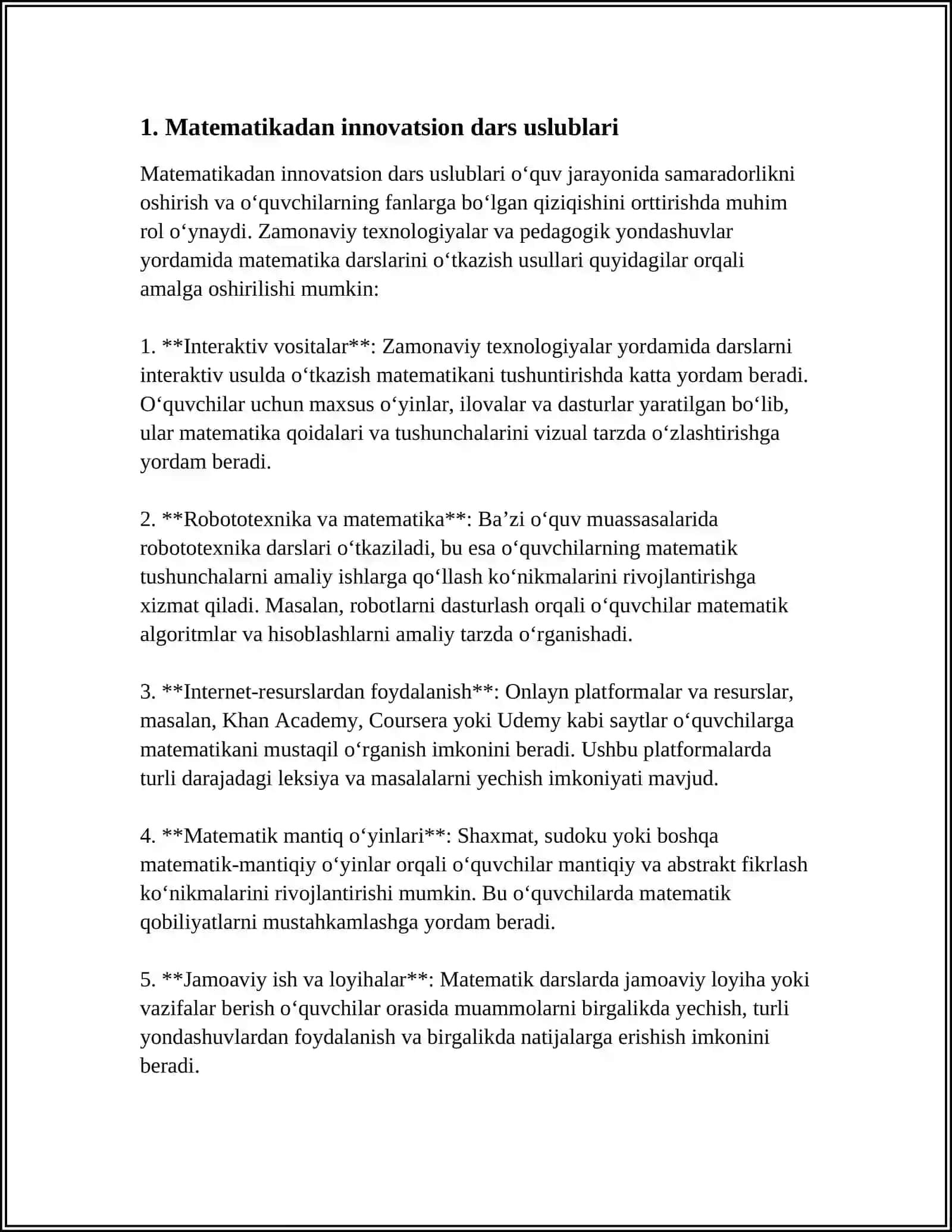 MATEMATIKADAN SINFDAN TASHQARI ISH METODIKASI 3