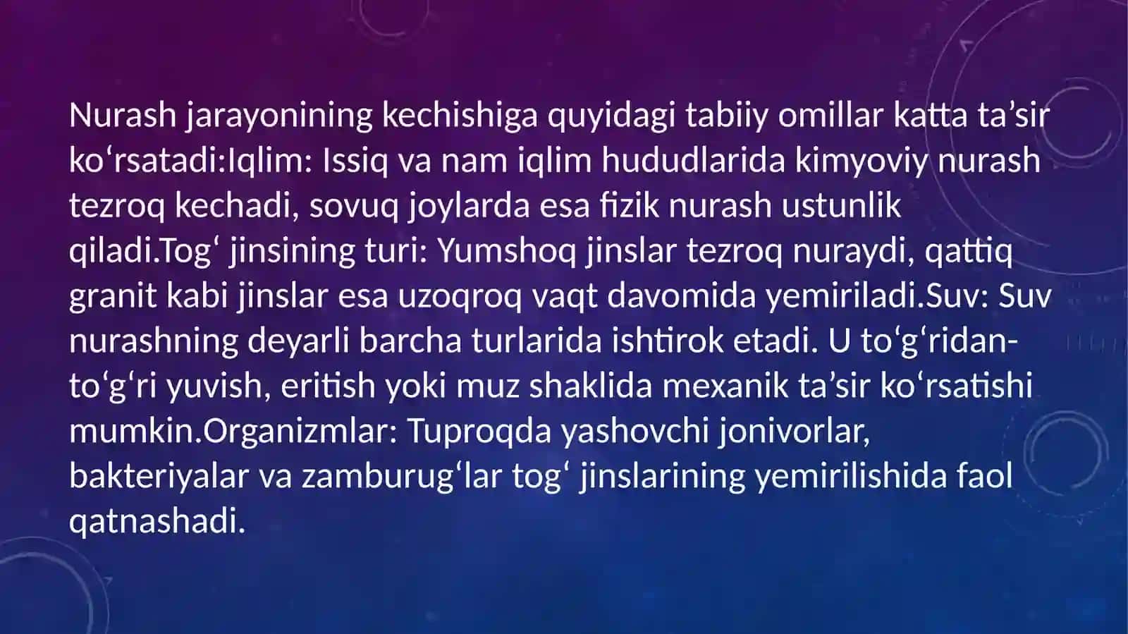Nurash jarayoni va tuproq 3