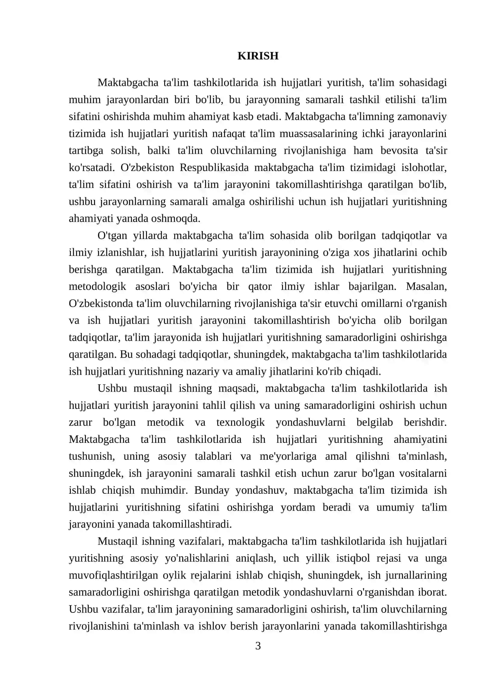 MAKTABGACHA TA'LIM MENEJMENTI FANIDAN TAYYORLAGAN MUSTAQIL ISHI 3