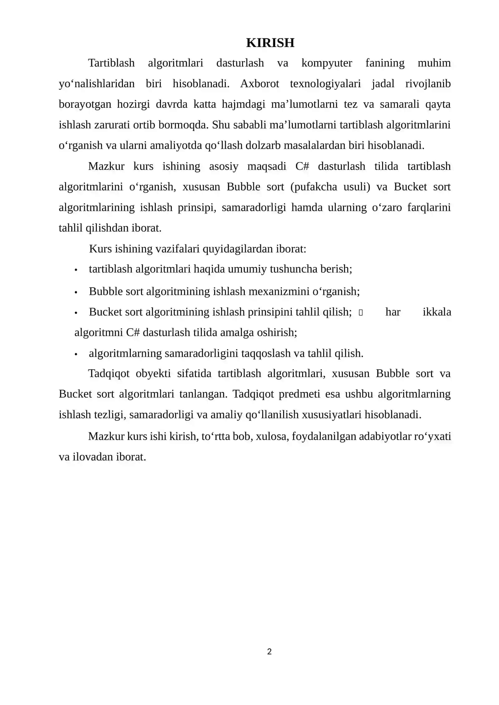 Tartiblash algoritmlari Bubble sort va Bucket sort 3