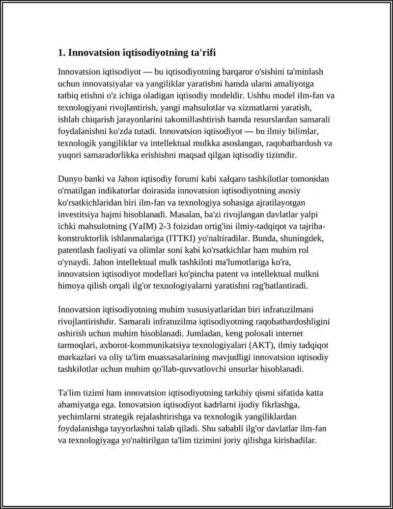 INNOVATSION IQTISODIYOT TUSHUNCHASI VA O‘ZIGA XOS XUSUSIYATLARI 3