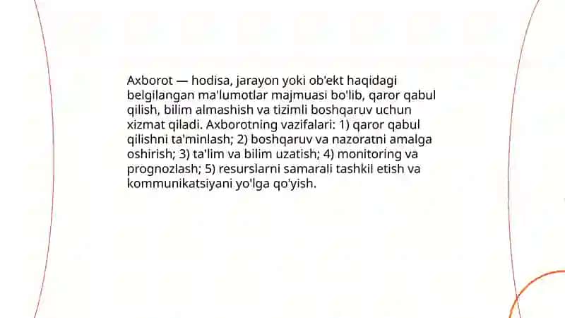Axborot tushunchasi va uning vazifalari 3