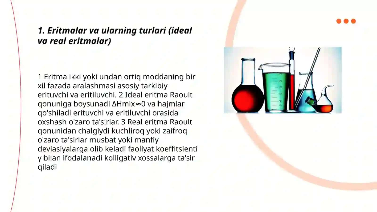 Eritmalar. Eritmalarning kolligativ hossalari. Titrimetrik tahlil asoslari 3
