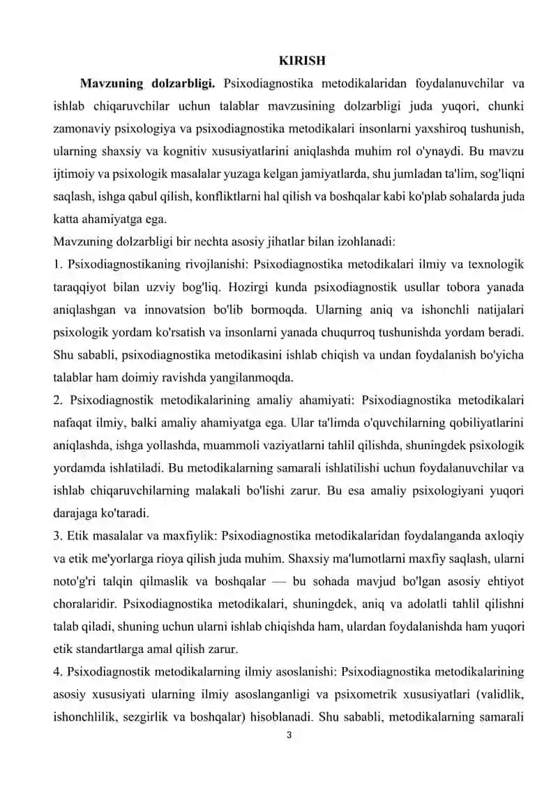 Psixodiagnostik metodikalardan foydalanuvchilar va ishlab chiquvchilar uchun talablar 3