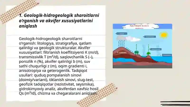Geologik-hidrogeologik sharoitlarni o‘rganish va akvifer xususiyatlarini aniqlash 3