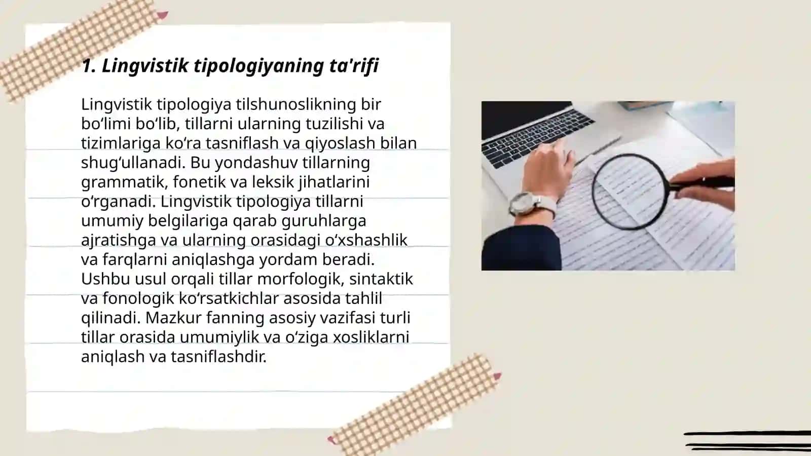 Lingvistik tipologiya va ular oʻrtasidagi munosabat 3