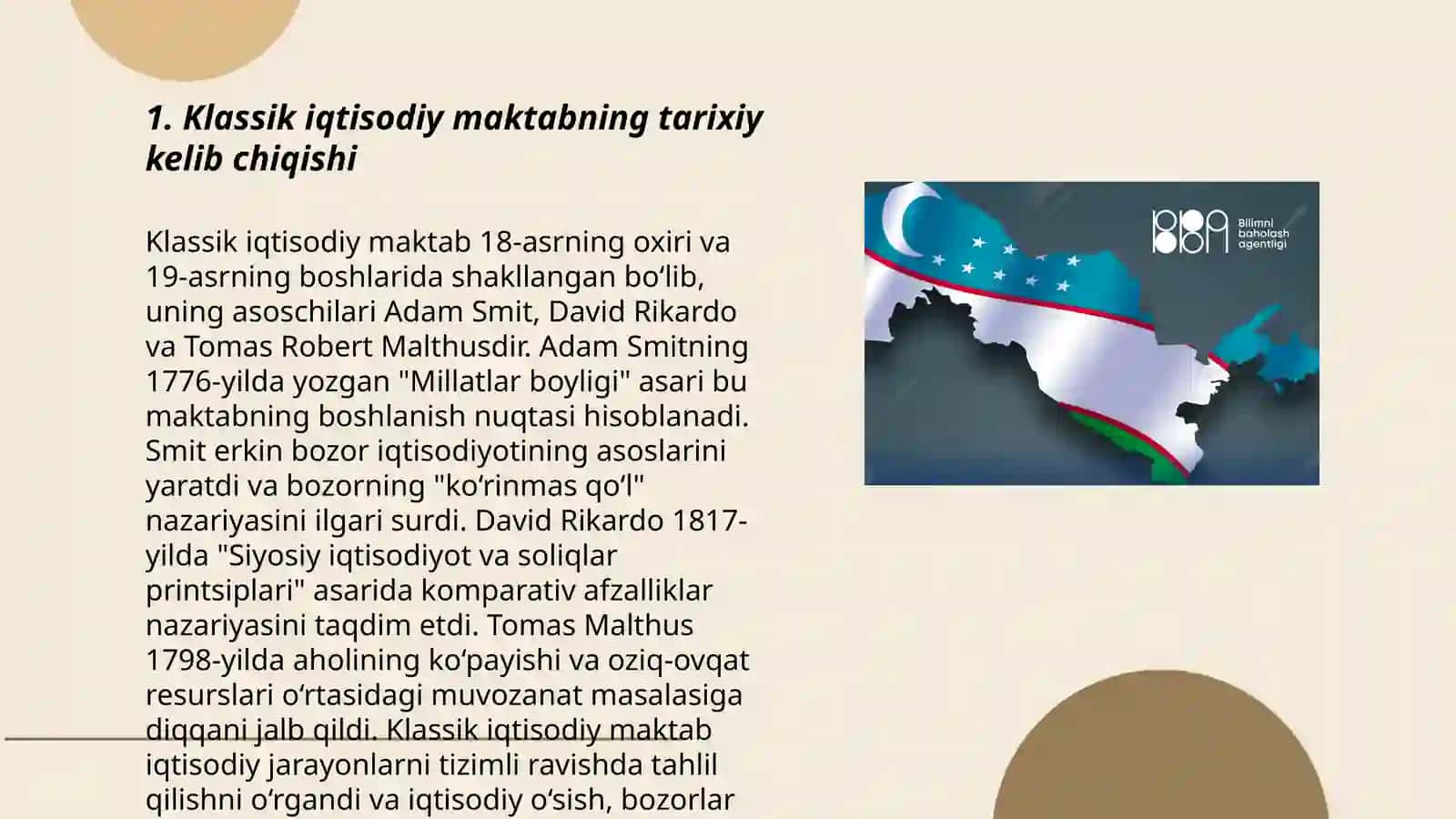 Klassik iqtisodiy maktabning buyijetga kelishiish rivojlanish 3