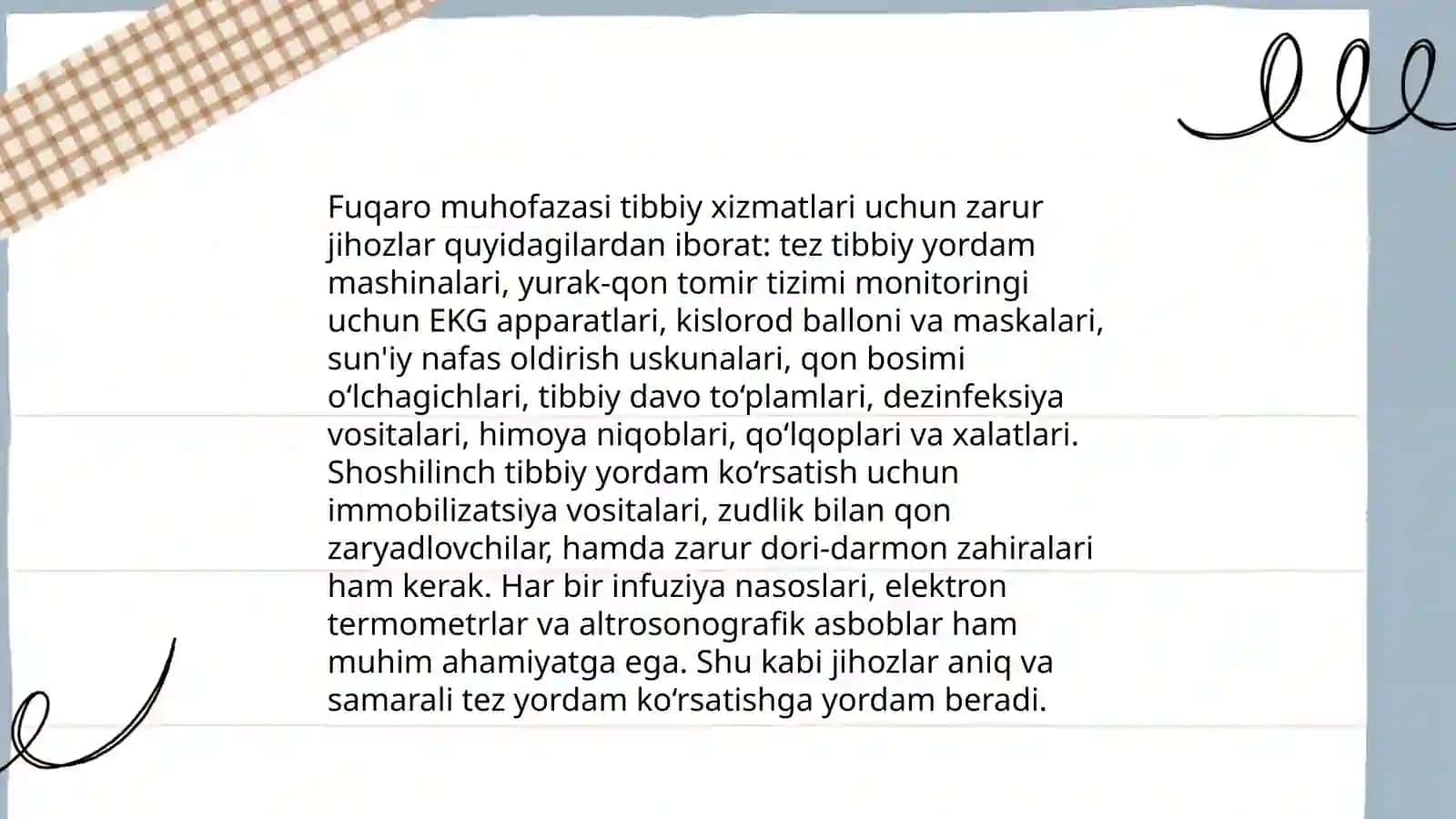 Fuqaro muhofazasi tibbiy xizmati tuzilmalarini tibbiy va boshqa mulklar bilan taʼminlash 3