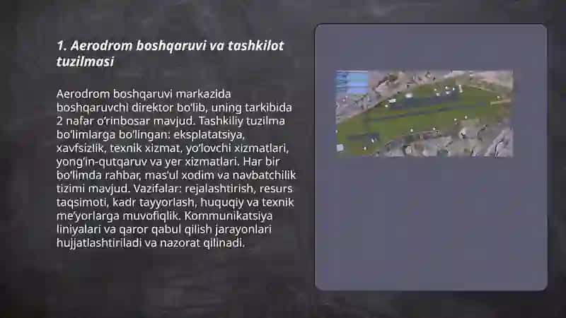 Aerodrom xizmati strukturasi va ularda ishlarni tashkil etish tamoyillari 3