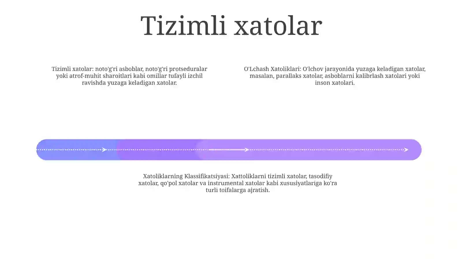 O'Lchash Xatoliklari. Xatoliklarning Klassifikatsiyasi 3