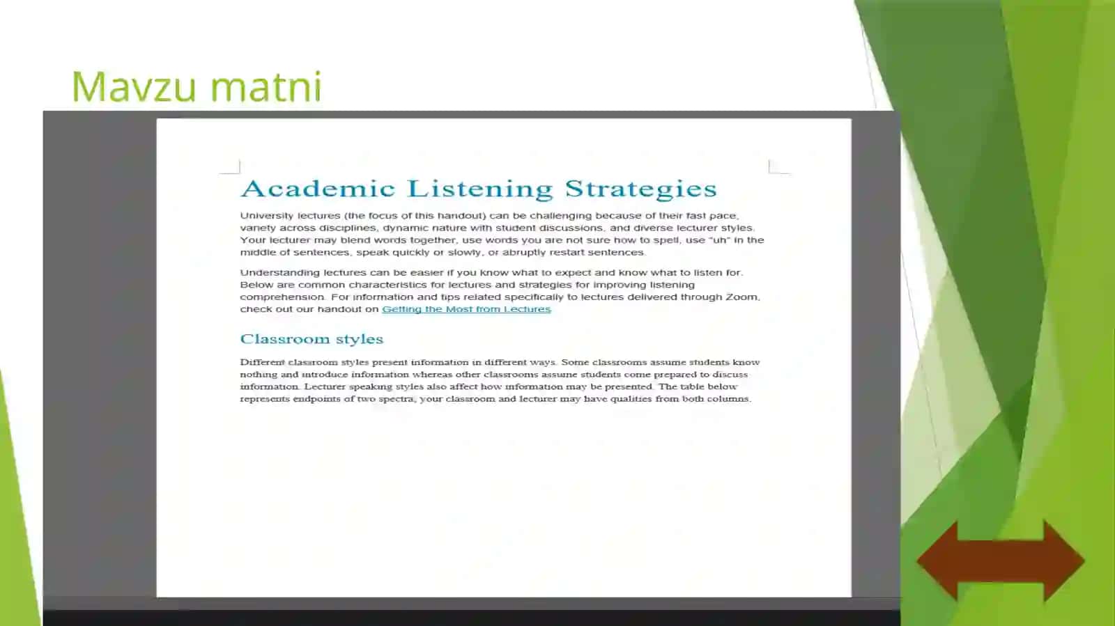 MAVZU:listeningSTRATEGIES 3