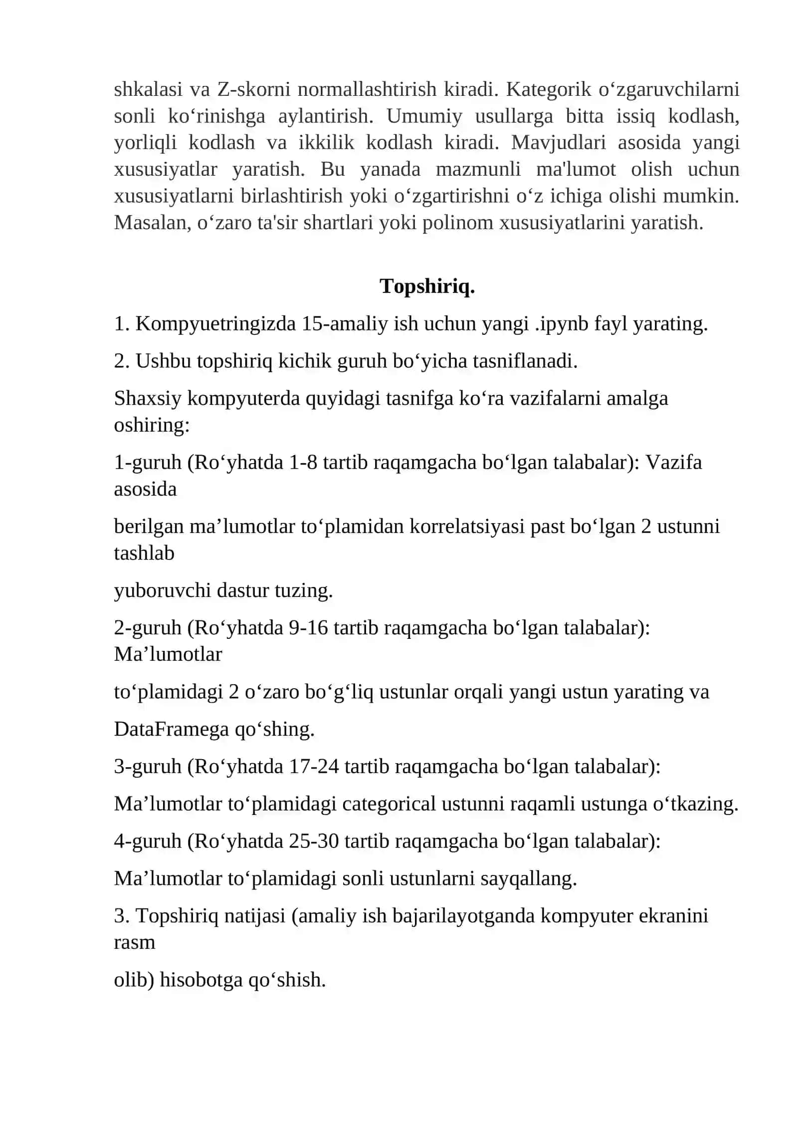 VEKTOR VA MATRITSA KO‘RINISHIDAGI MA’LUMOTLAR XUSUSIYATLARINI ANIQLASH 3