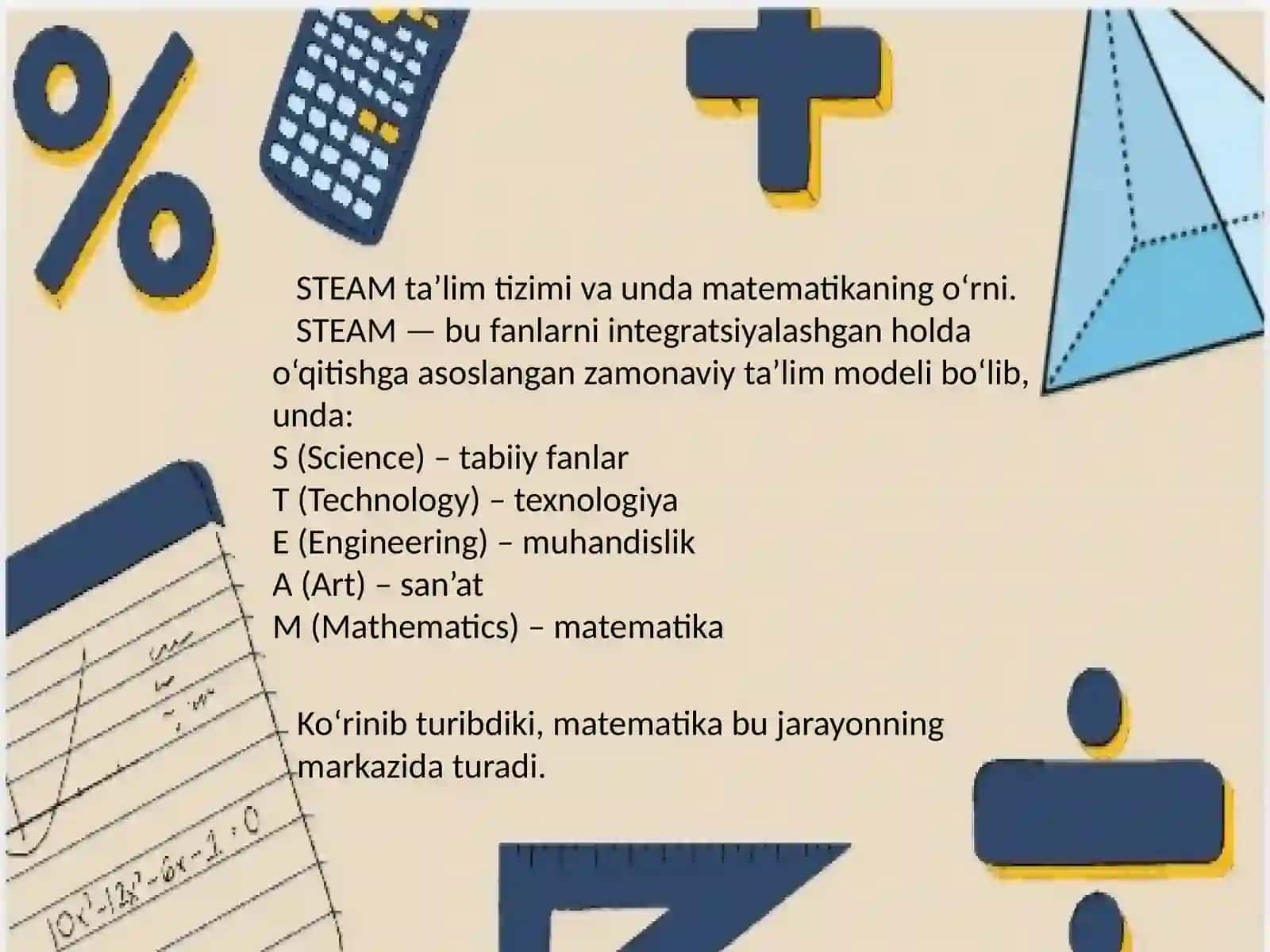 STEAM texnologiyasida MATH va uning o‘ziga xos xususiyatlari 3