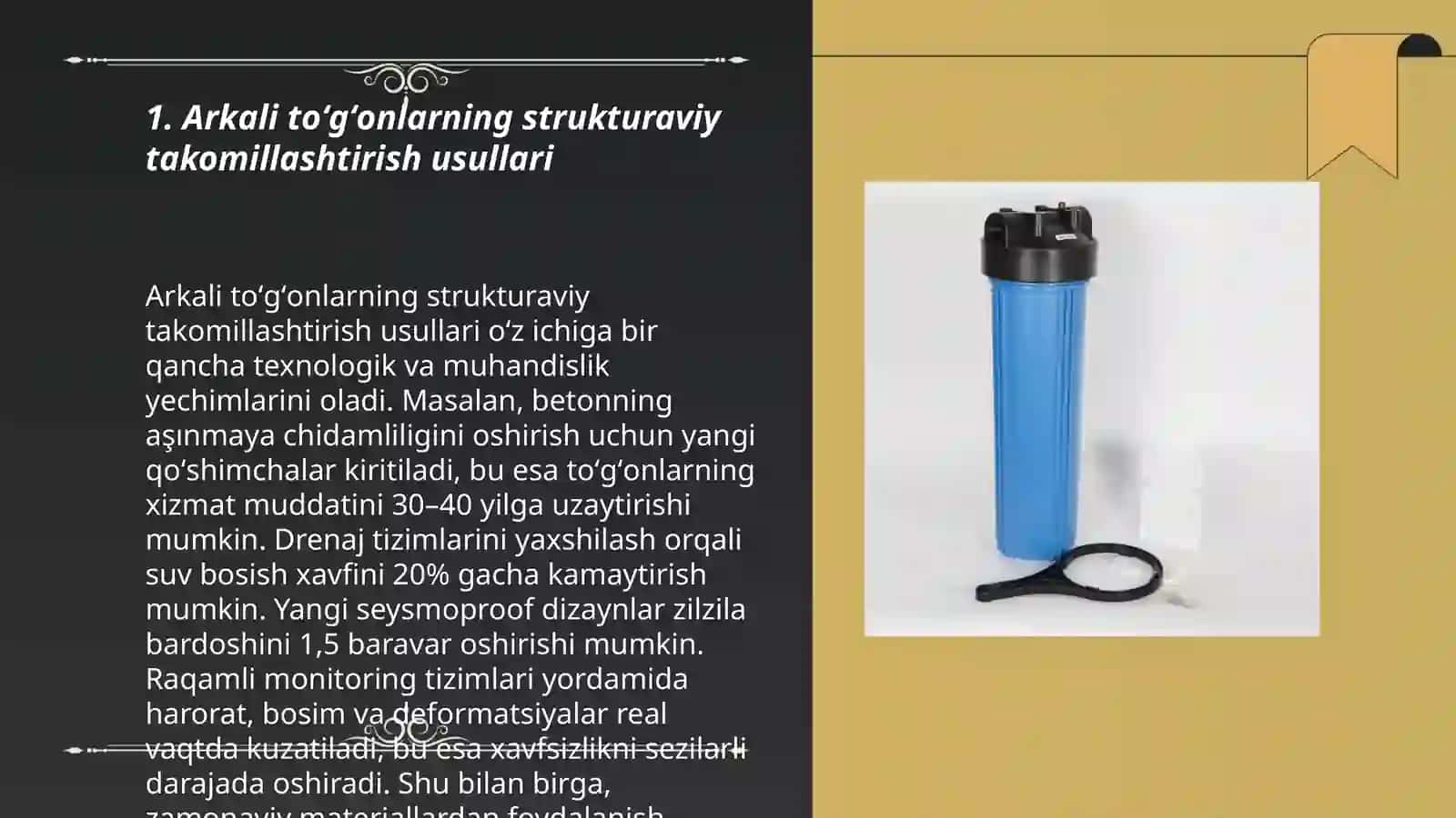 Arkali toʻgʻonlarda suv tanlash inshootlari va takomillashtirish usullari 3