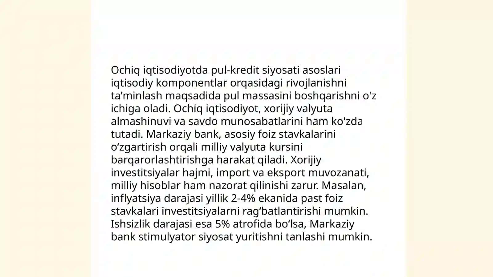 Ochiq iqtisodiyot pul -kridet siyosati 3