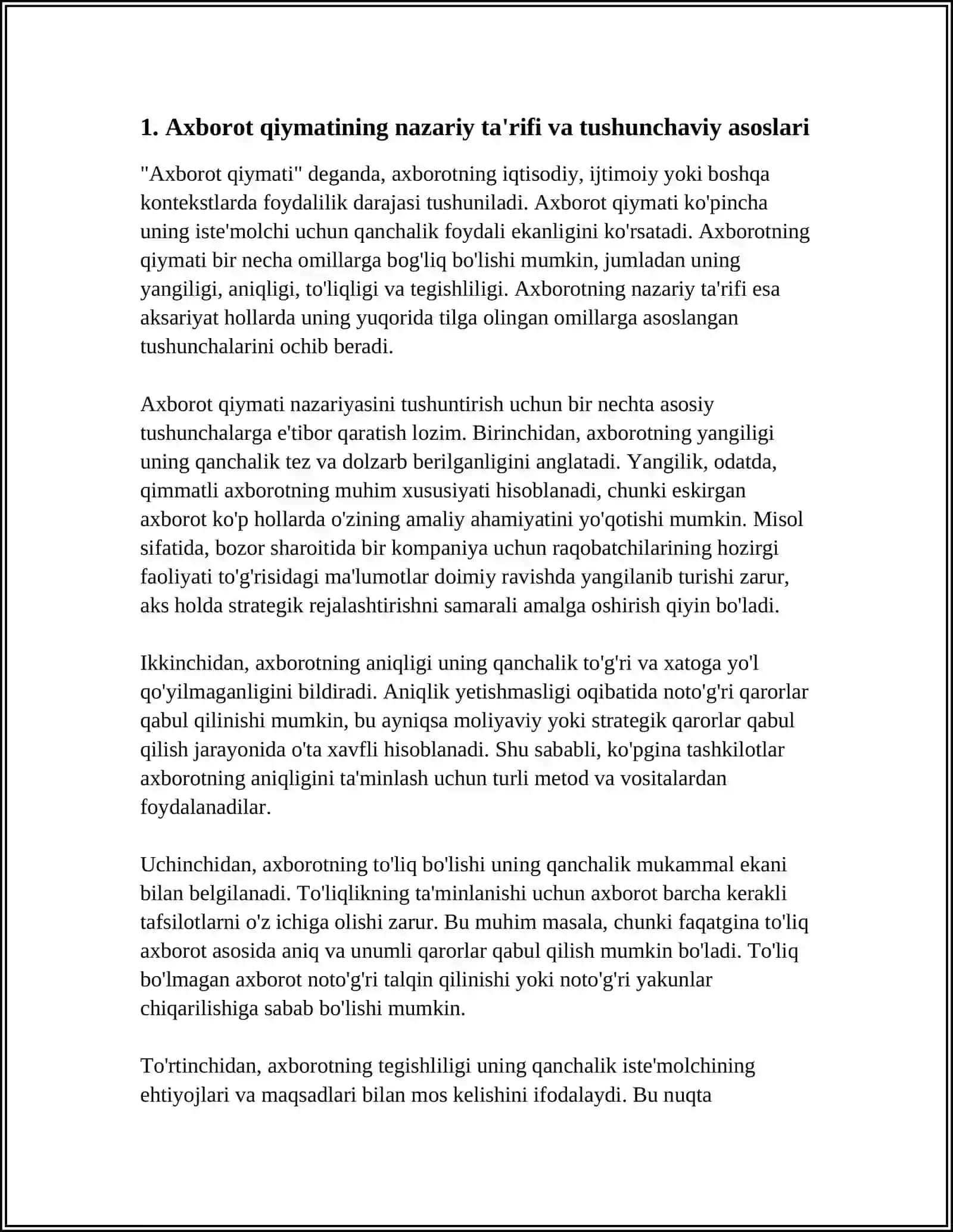 AXBOROTNI QIYMATI VA ISTEMOLCHI QIYMATI TUSHUNHASI 3