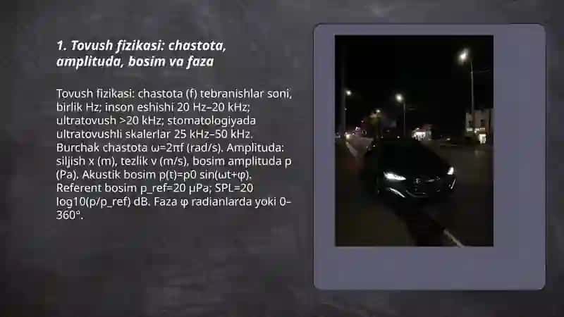 Eshitish bifizikasi elementlari. Ultratovush va uni stomatologiyada qoʻllanilishi 3