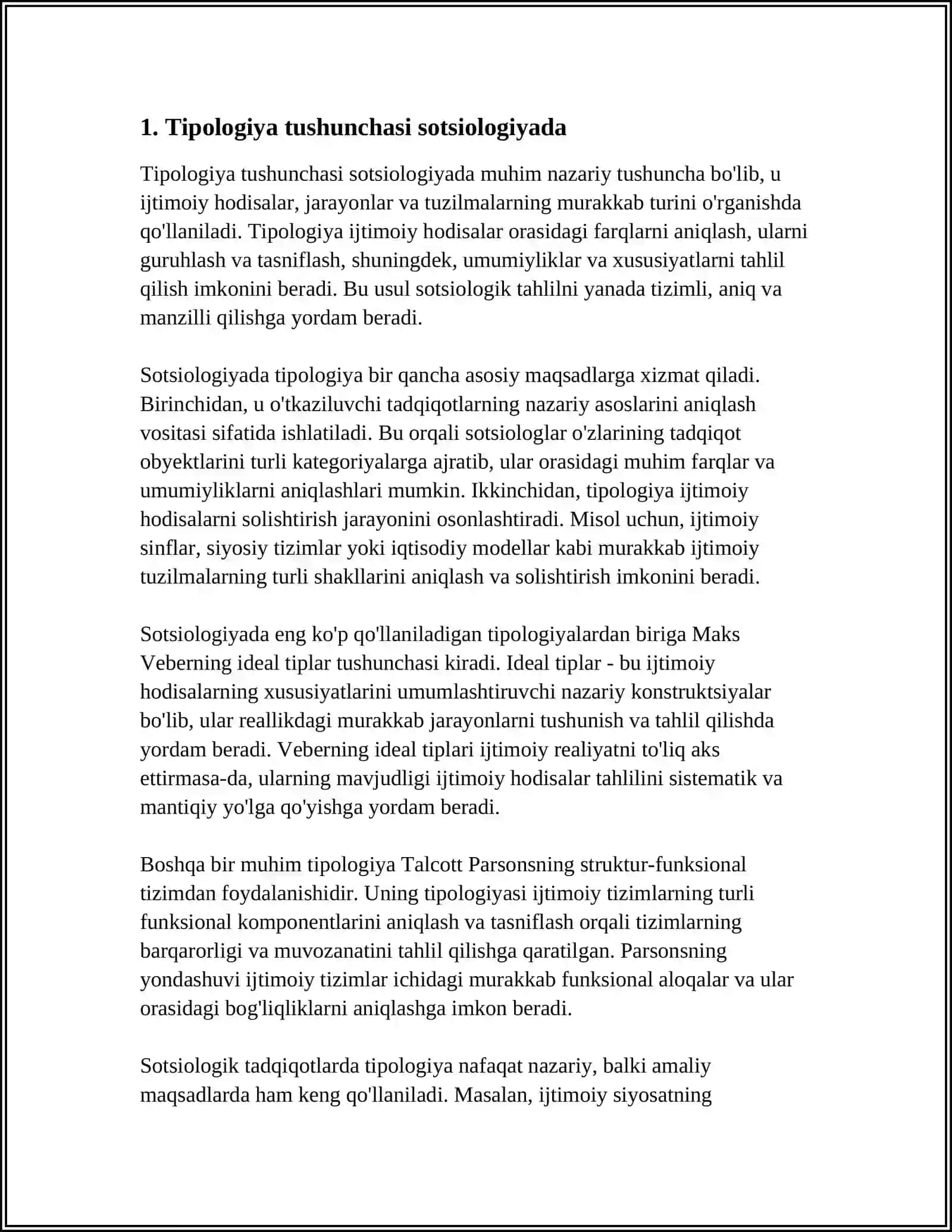 TIPOLOGIYALASH SOTSIOLOGIK PROTSEDURA SIFATIDA 3