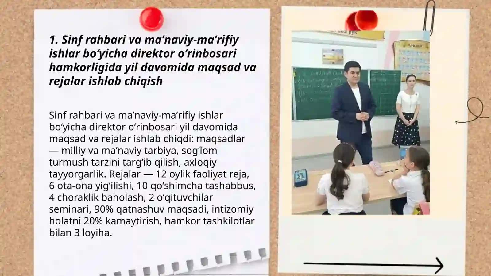 Sinf rahbarining maʼnaviy-maʼrifiy ishlar boʻyicha direktor oʻrinbosari bilan olib borgan ishlari 3