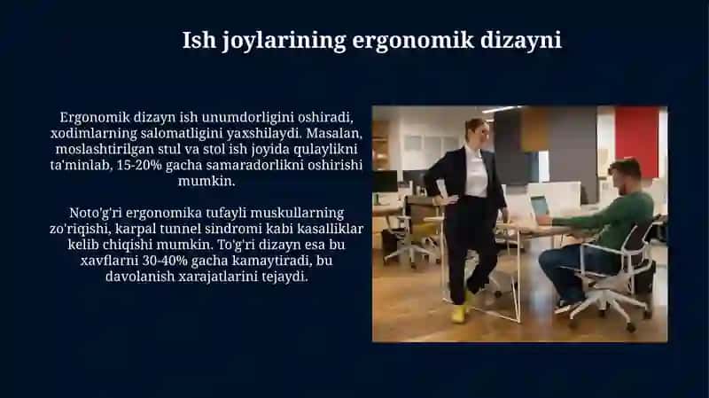 Ish joylarini ergonomik ta'minlash 3