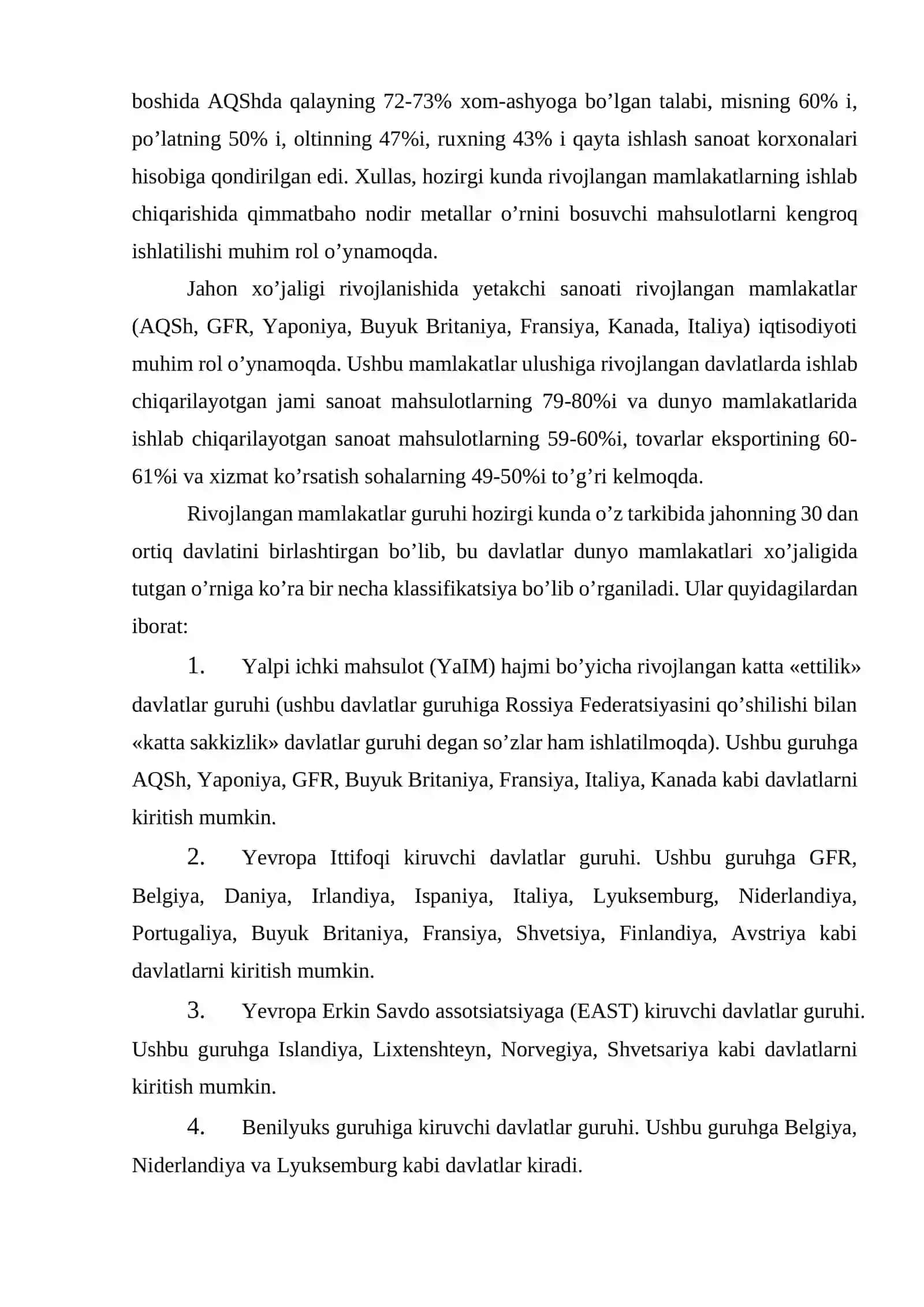 Jahon хo’jaligida rivojlangan mamlakatlarning tutgan o’rni 3