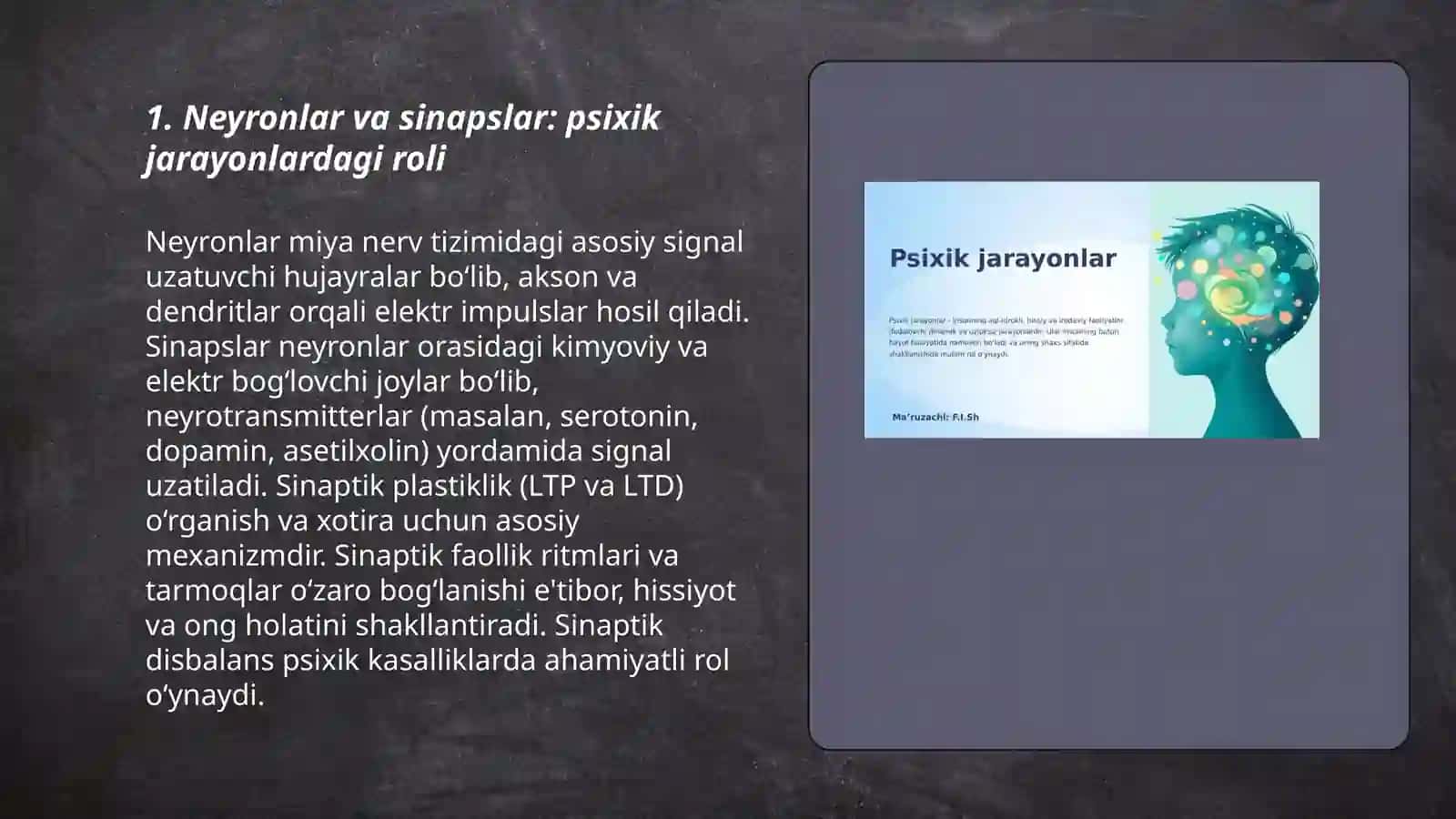 Neyronlar va Sinapslar: Psixik jarayonlardagi roli 3