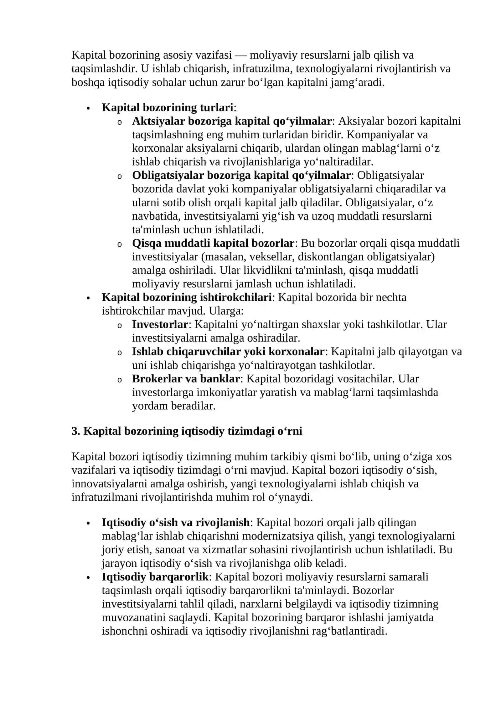 Kapital qo'yilmalar va kapital bozori haqida ma'lumot 3