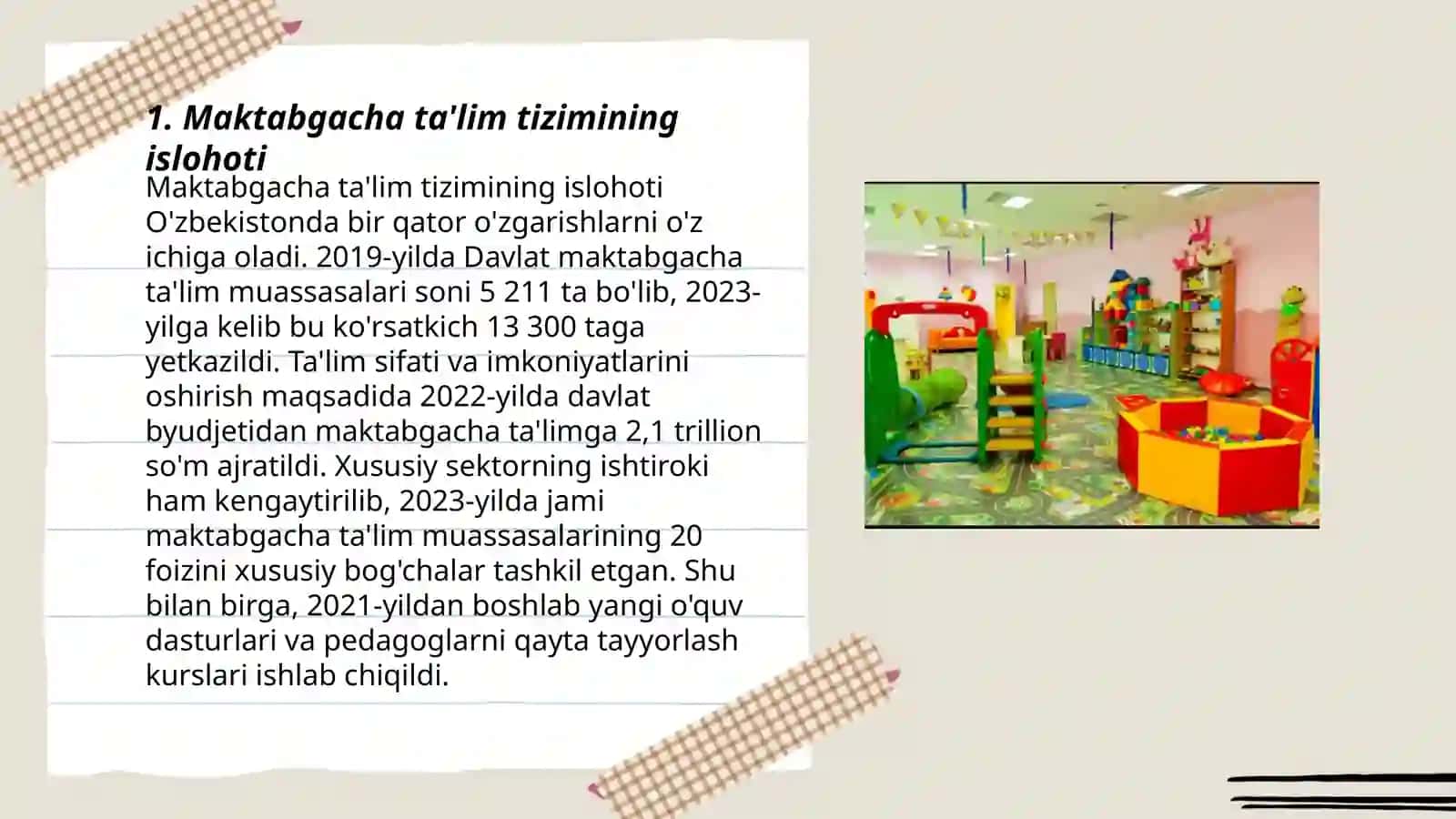 Maktabgacha ta'lim tizimining islohoti 3