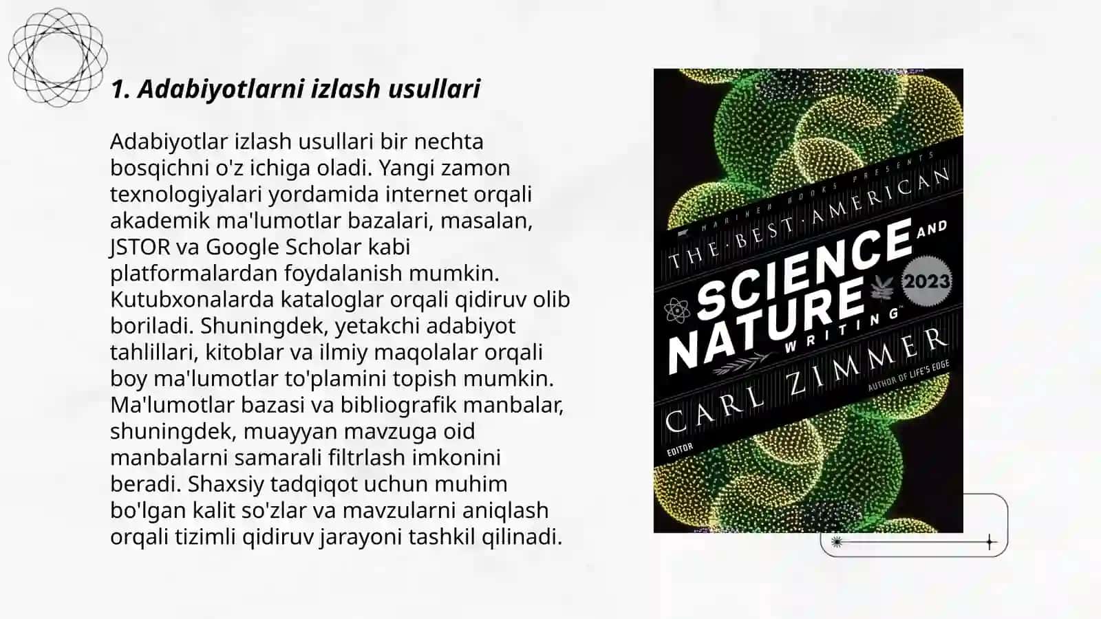 Adabiyotlarni izlash va tanlash 3