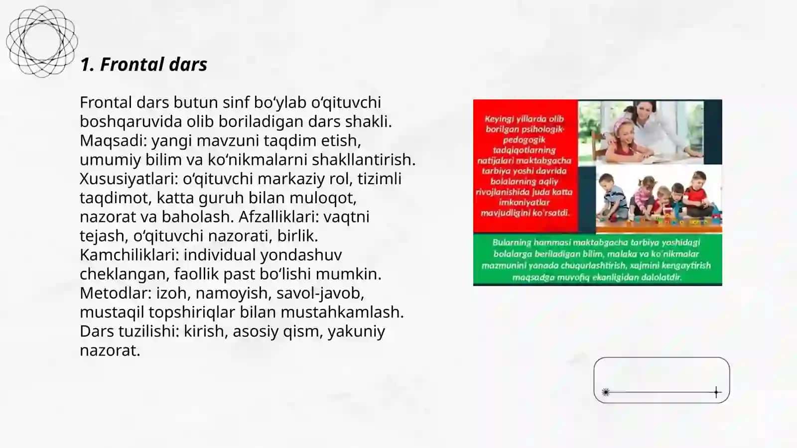 Dars talimini tashkil etishning asosiy shakli 3