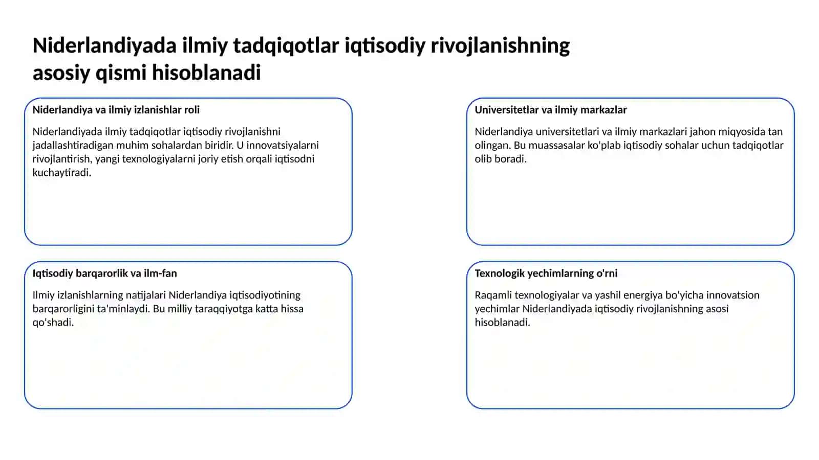 Innovatsion iqtisodiyot bõyicha Niderlandiya haqida 3