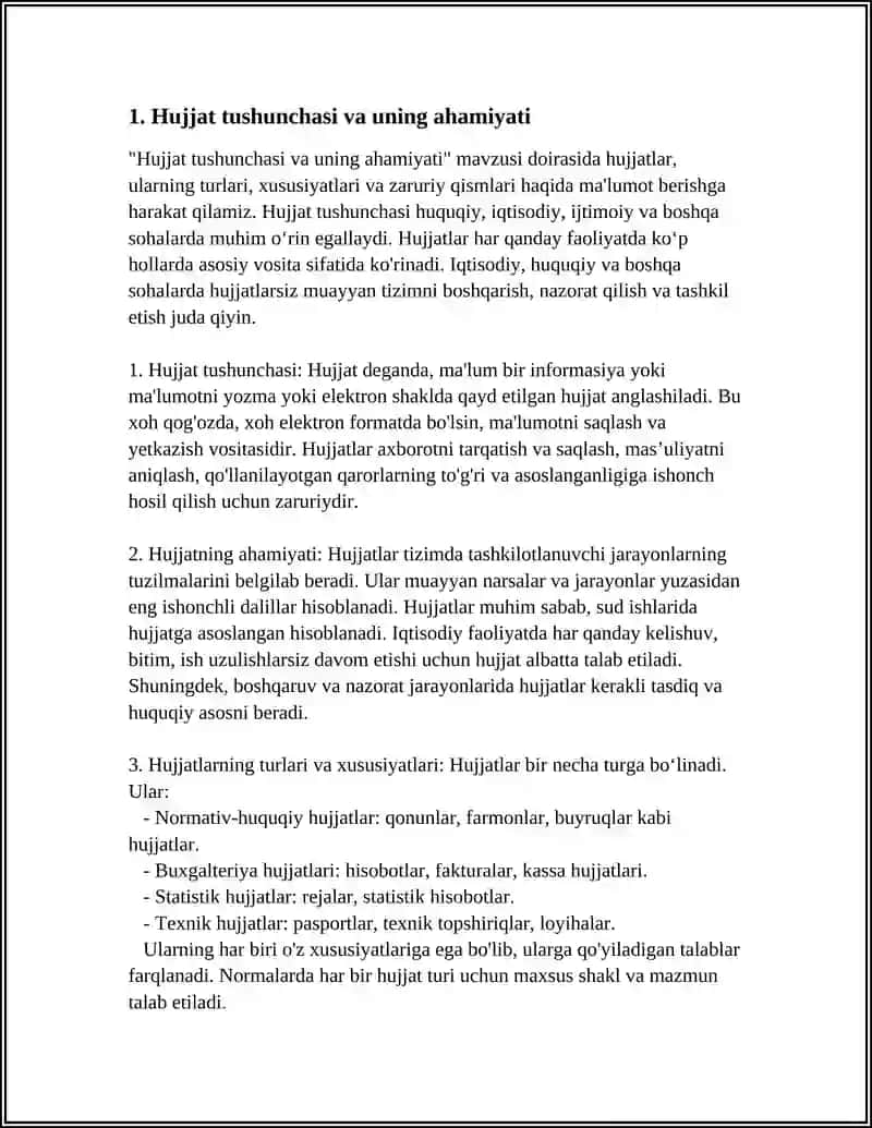 Hujjat Turlari va Xususiyatlar 3
