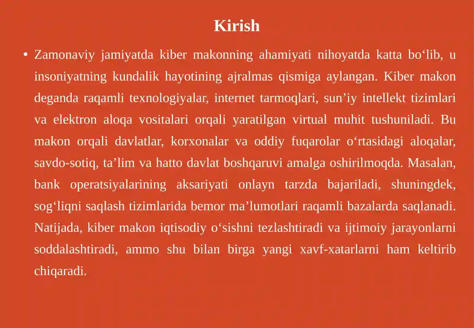 Kiber makon, kiber terrorizm, kiber zoʼravonlik tushunchalarining mohiyati 3