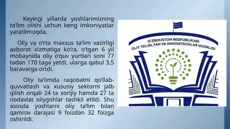 oliy talim tizimidagi islohotlar 3