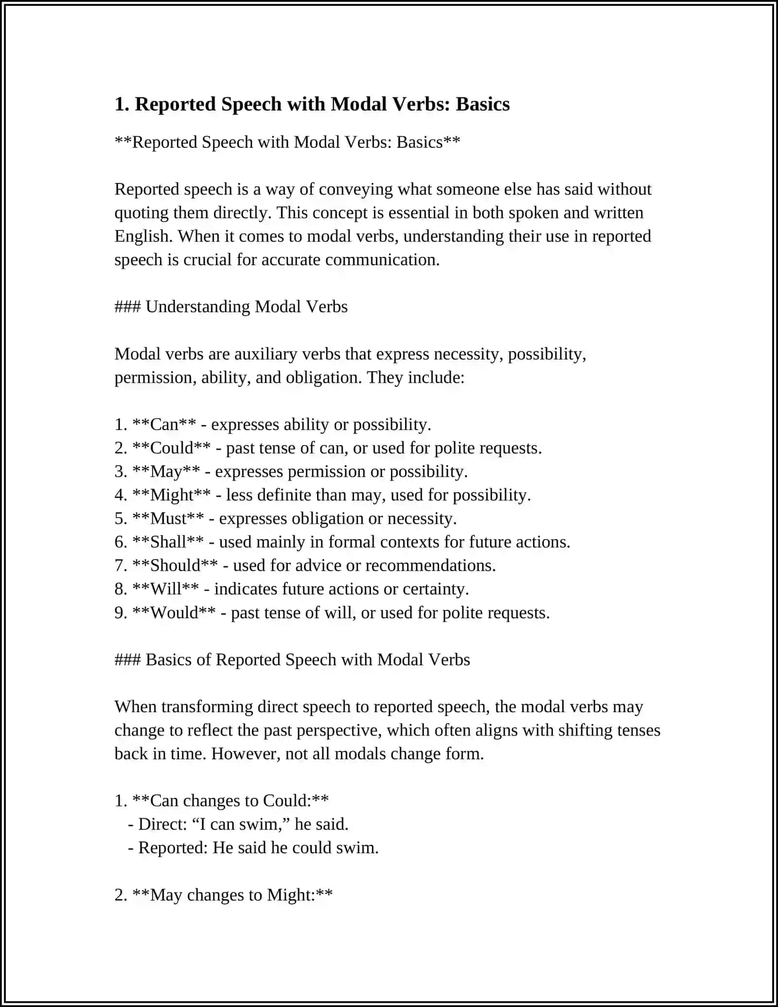 Reported Speech with Modal Verbs: Basics 3