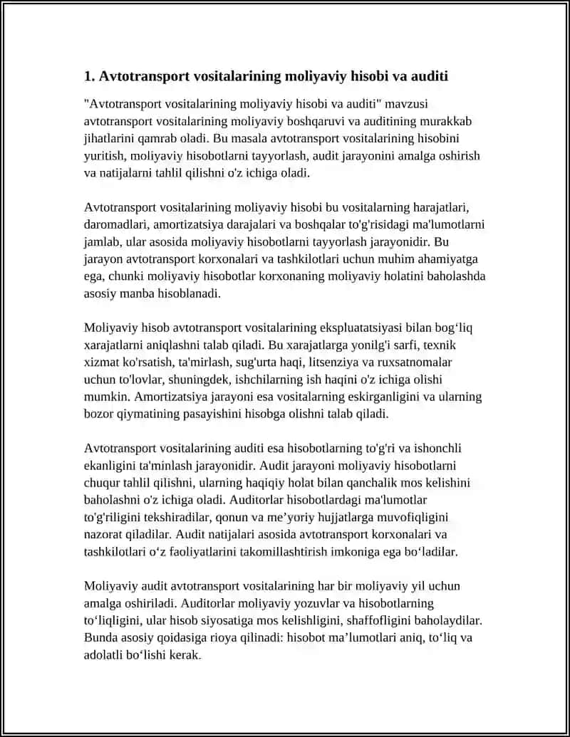 AVTOTRANSPORT VOSITALARI VA ULAR ISH FAOLIYATINING AUDITI 3