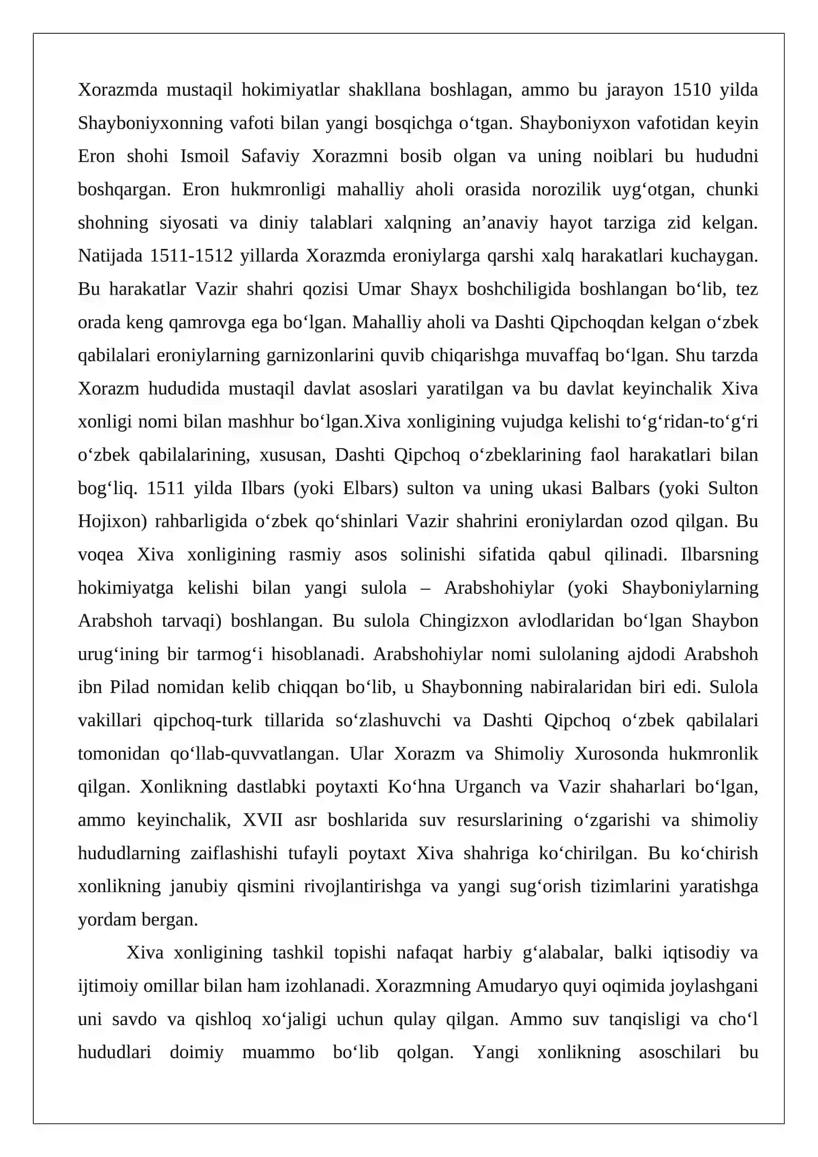 Xiva xonlari shajarasini tuzish 3