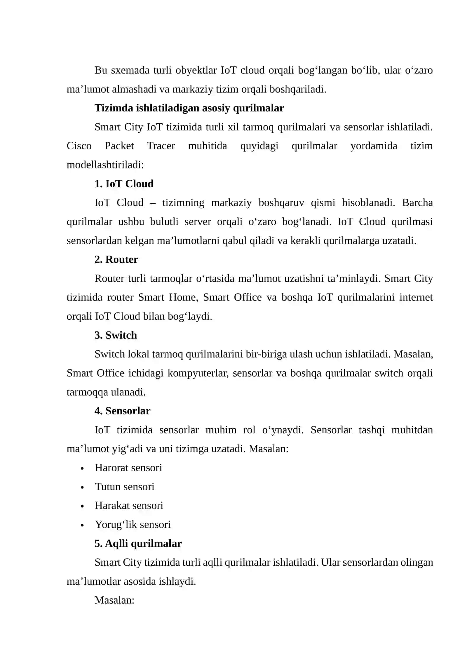 Amaliyot Ishi: Cisco Packet Tracer muhitida Smart City (Aqlli shahar) IoT tarmog‘ini loyihalash va tahlil qilish 3