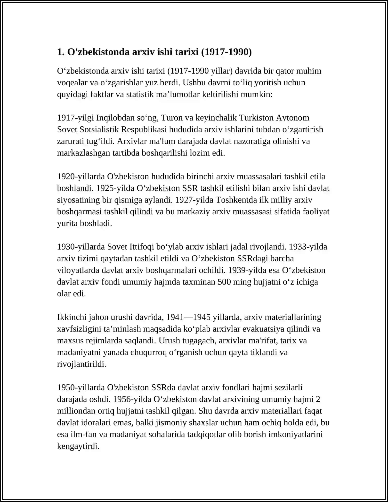 1917-1990 YILLARDA O'ZBEKISTONDA ARXIV ISHI 3