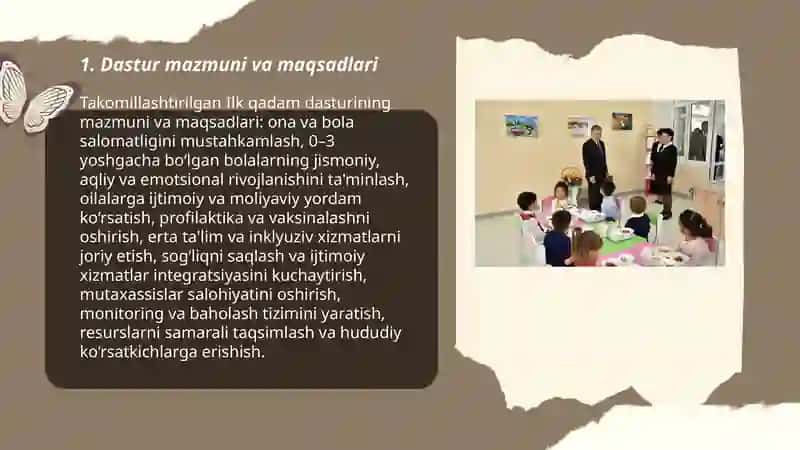 Takomillashtirilgan "Ilk qadam" davlat dasturining mazmuni 3