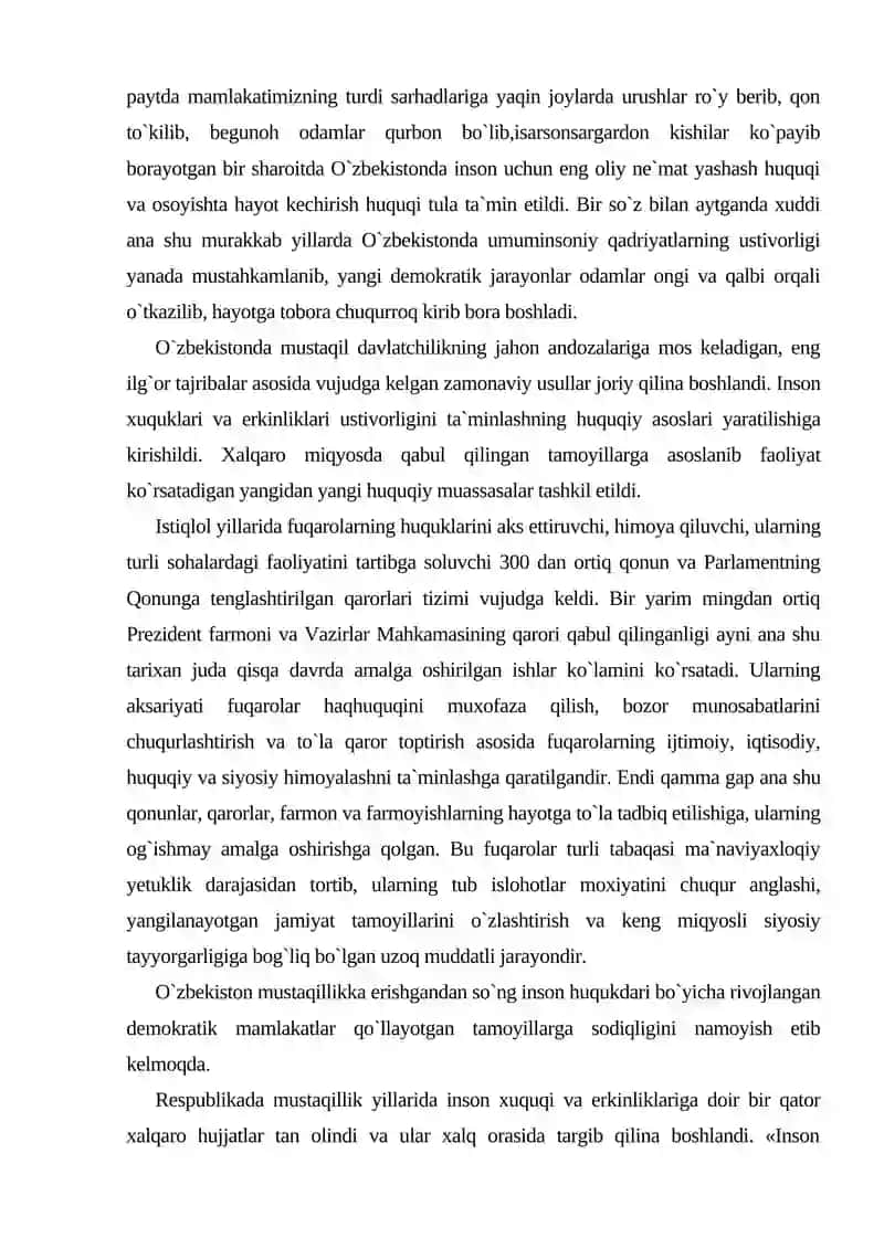 O‘ZBEKISTONDA INSON HUQUQLARI VA ERKINLIKLARI KAFOLATINING YARATILISHI 3