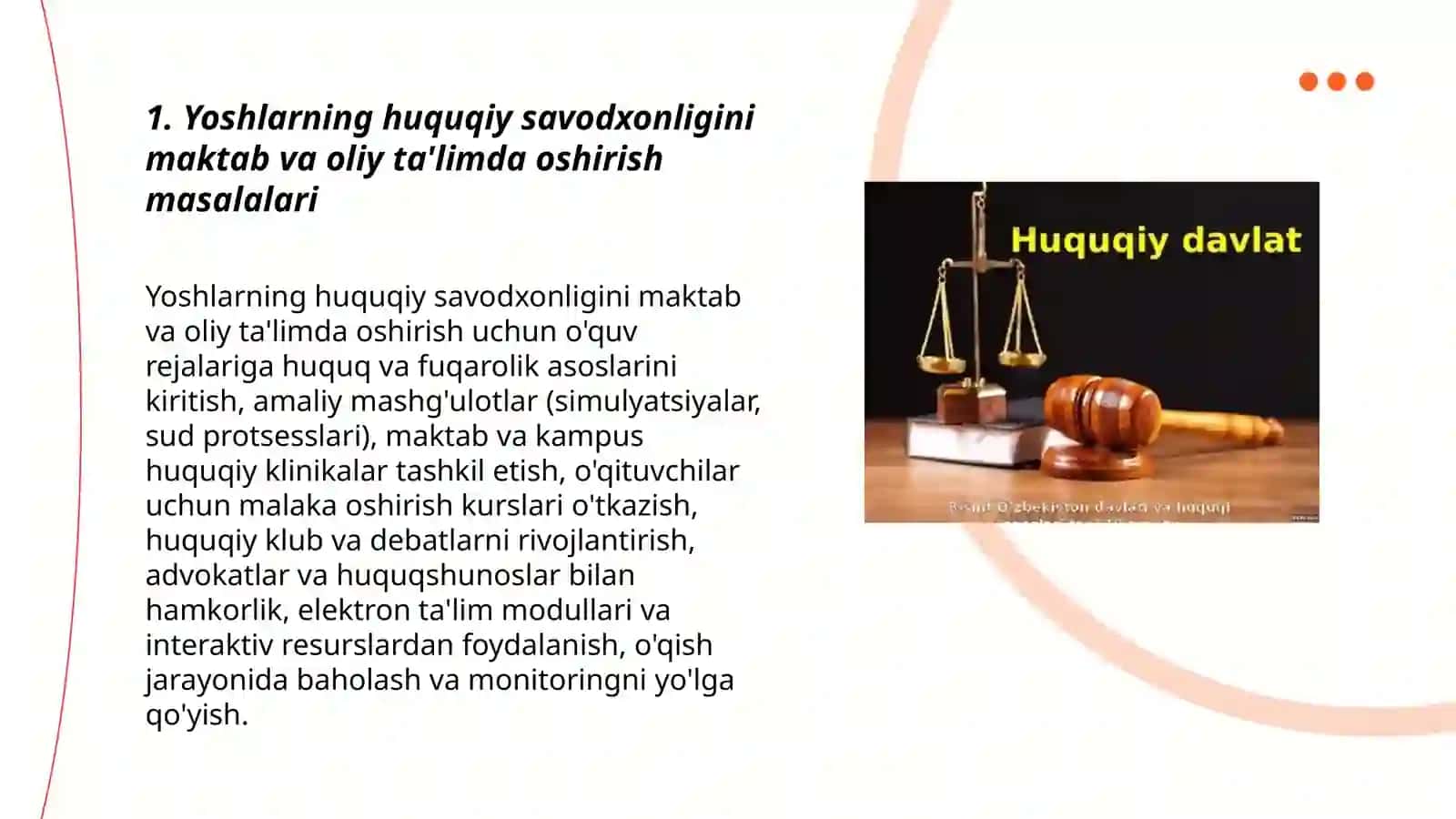 Yoshlarning huquqiy savodxonligini oshirish masalalari 3