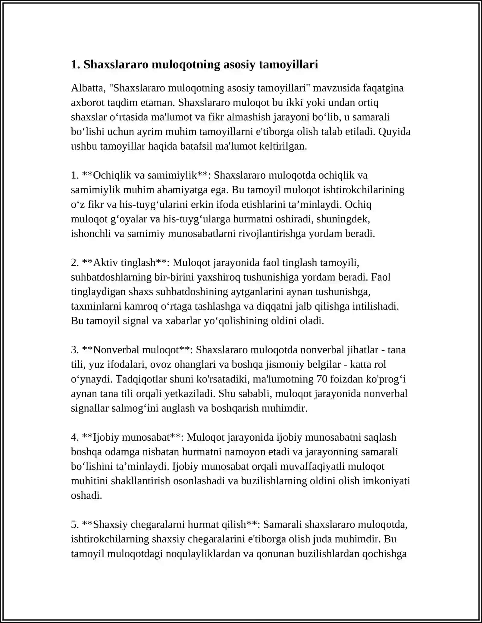 SHAXSLAR ARO MULOQOTNI UMUMIY TAMOILLARI 3