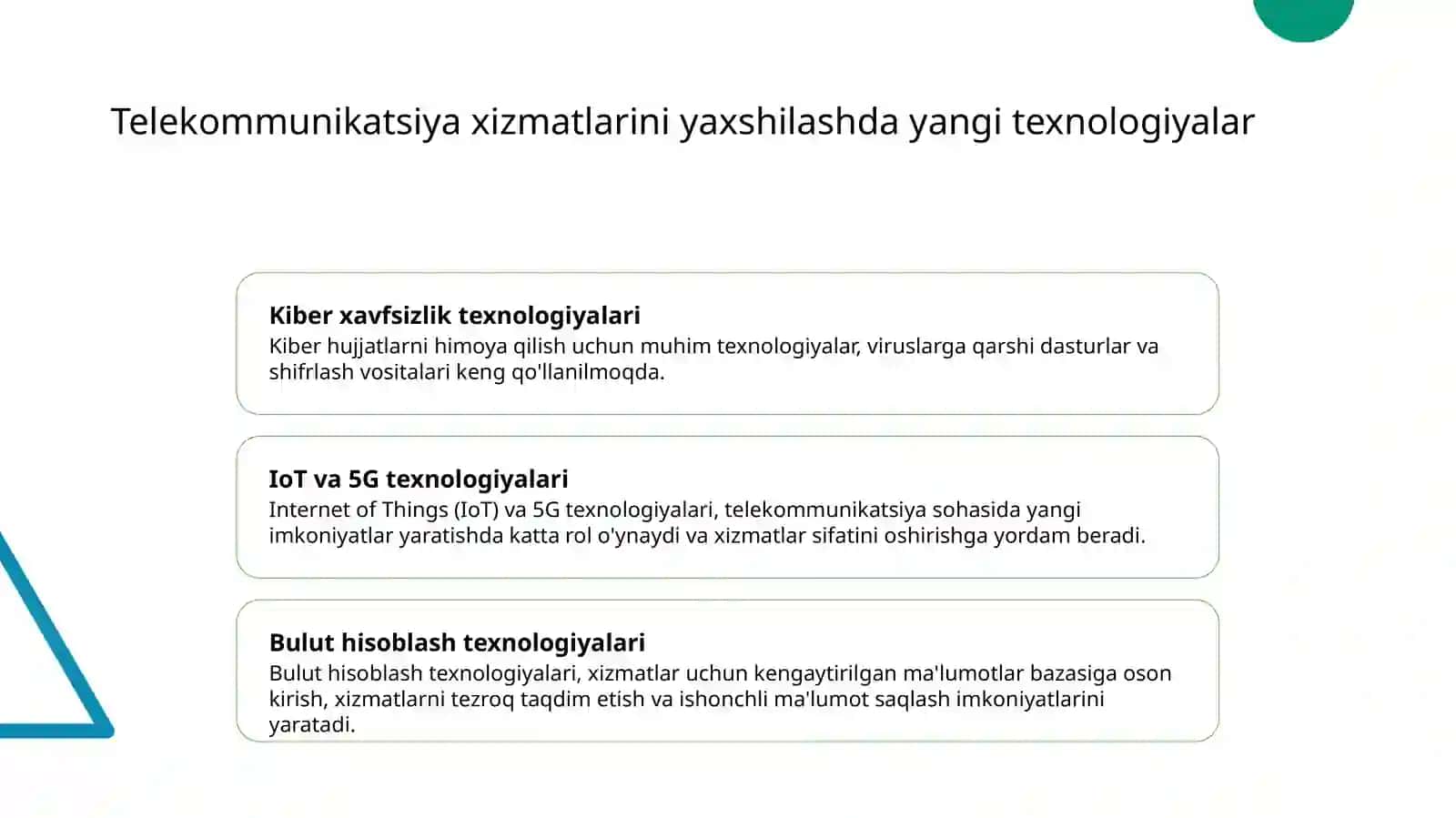 Telekommunikatsiya texnologiyalari xizmatlar sifatini yaxshilash 3