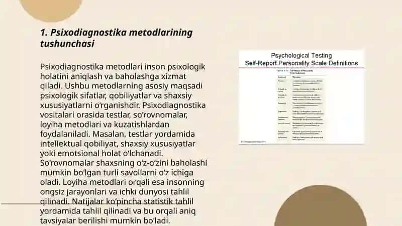 Psixodiagnostika metodlari klassifikatsiyasi va psixologik testlashtirish 3