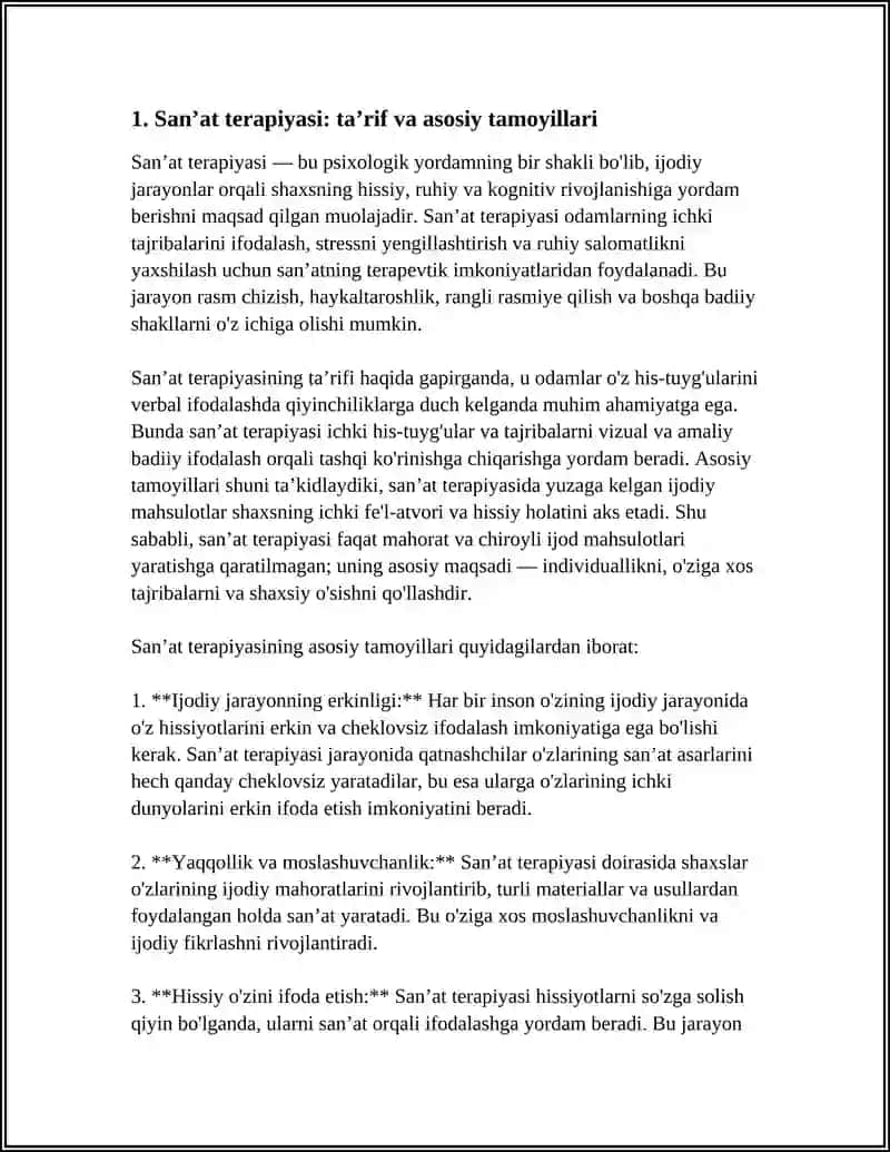 ART TERAPIYA PSIXOLOGIK YORDAM KO'RINISHI SIFATIDA 3