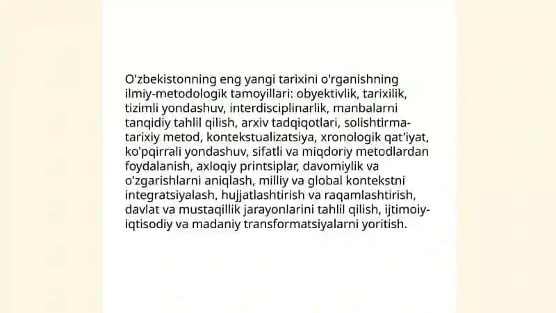 O'zbekistonning eng yangi tarixini o'rganish funksiyalari va tamoyillari 3