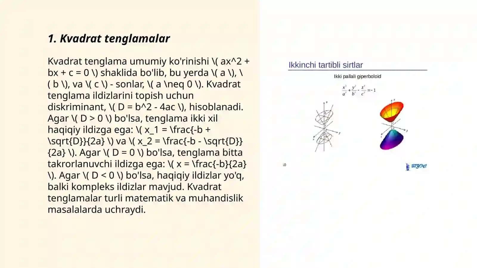 Ikkinchi darajali boʻlaklar 3