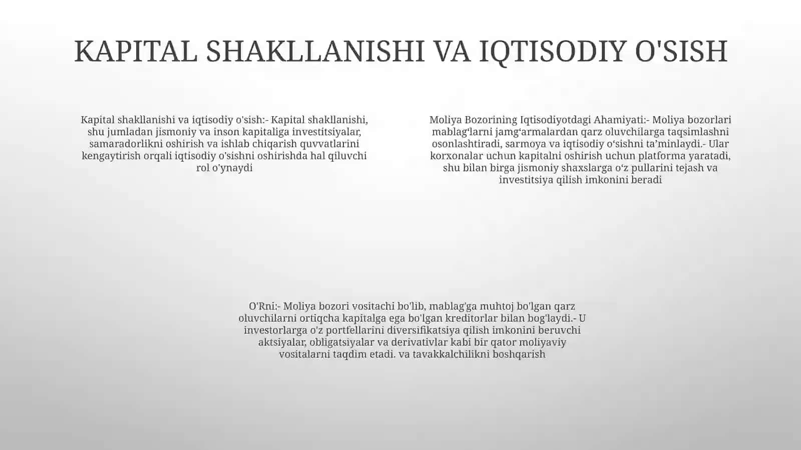 Moliya Bozorining Iqtisodiyotdagi Ahamiyati Va O'Rni 3