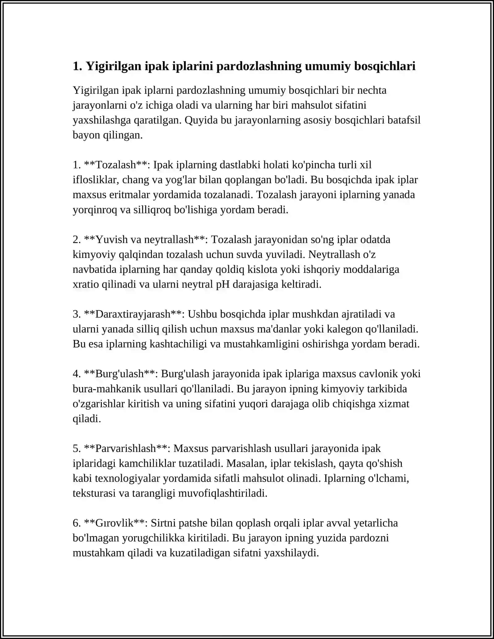 YIGIRILGAN IPAK IPLARINI PARDOZLASH TEXNOLOGIYASI 3